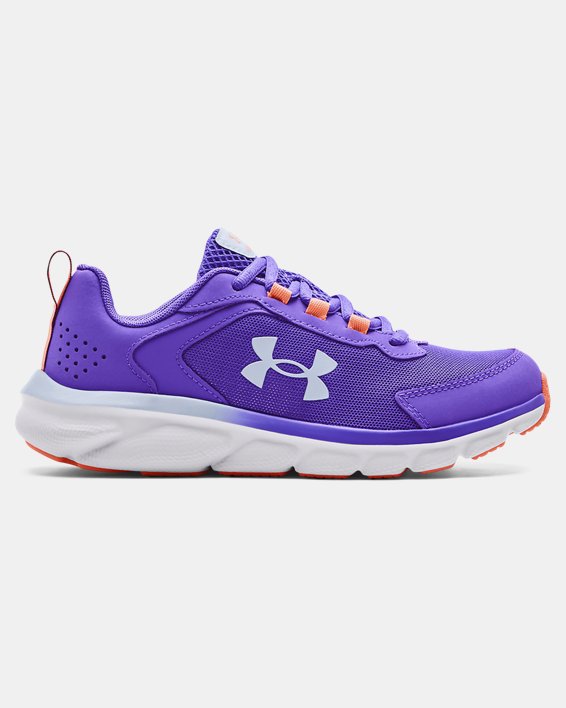 Girls' Grade School UA Assert 9 Running Shoes, Purple, pdpMainDesktop image number 0